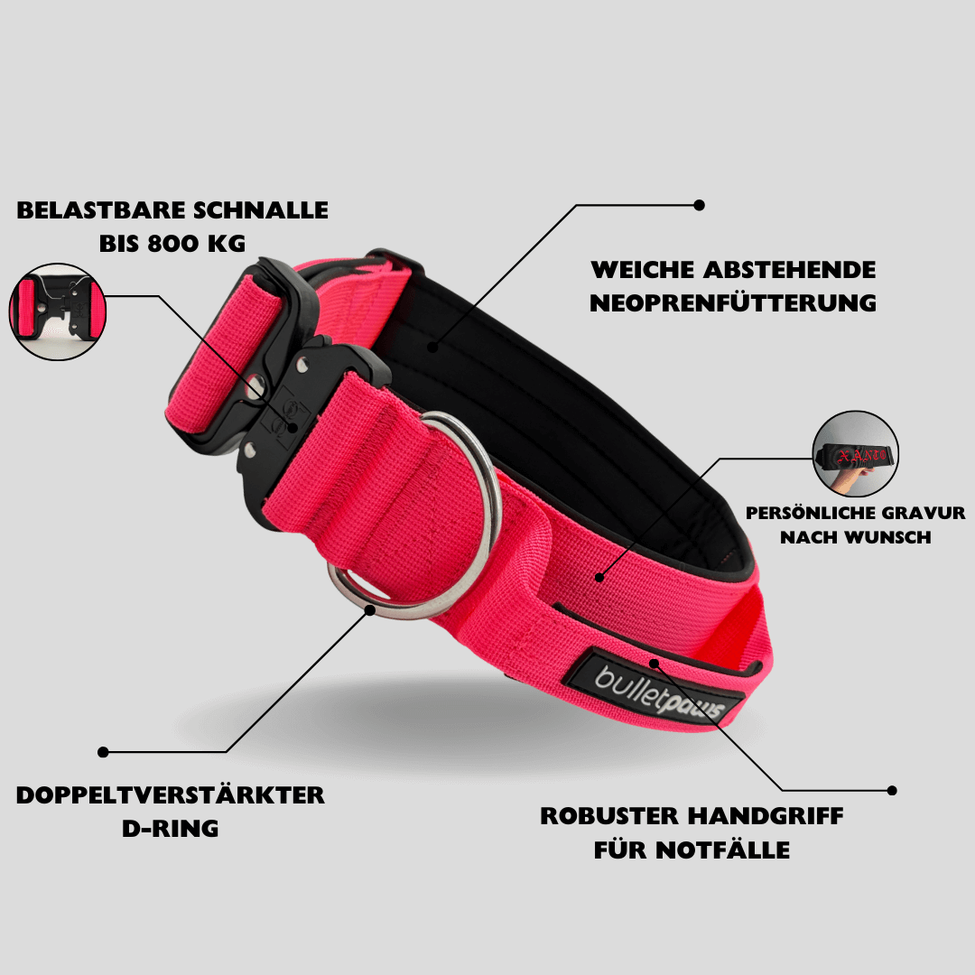 Alpha Hundehalsband® mit Griff - Pink