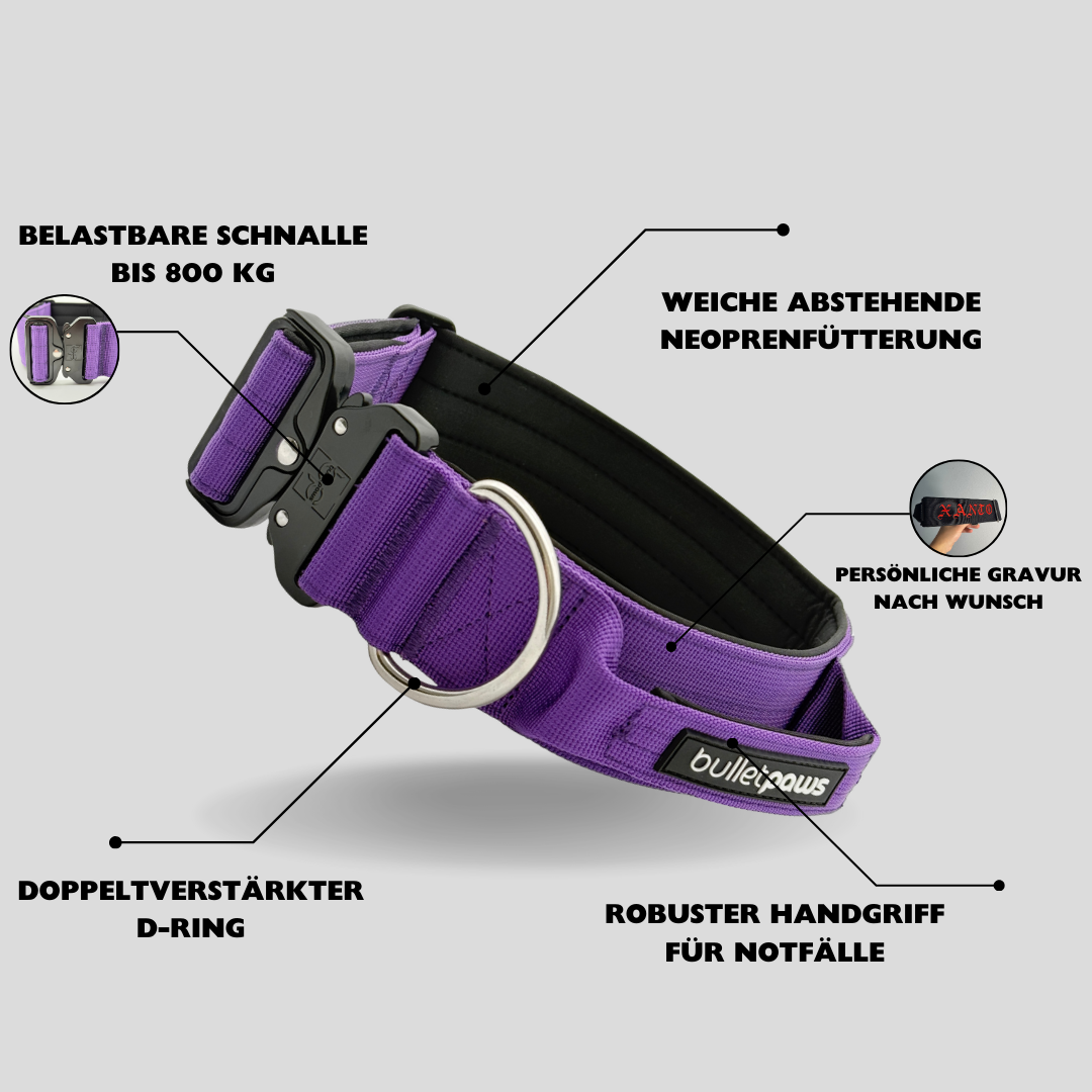 Alpha Hundehalsband® mit Griff - Lila