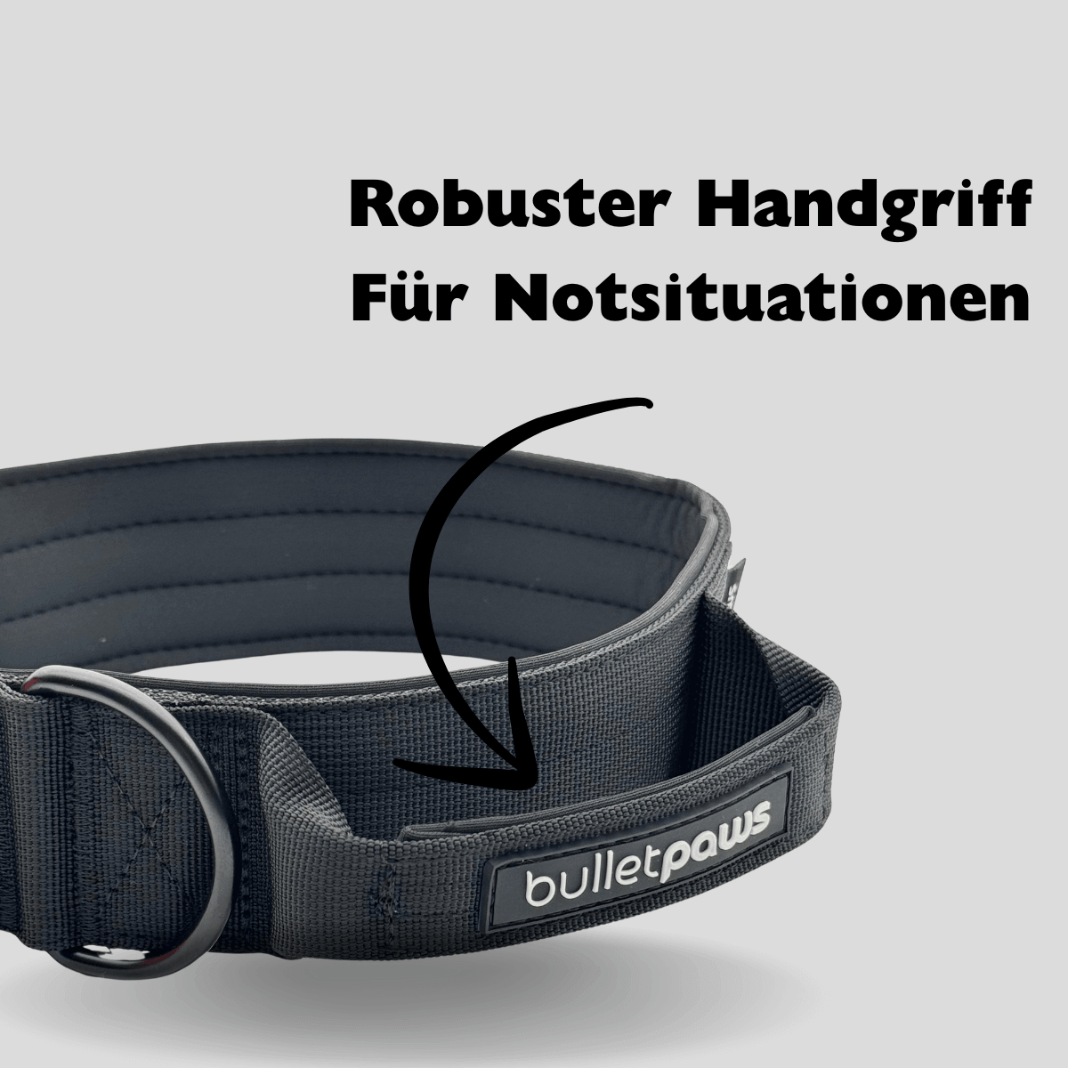 Alpha Hundehalsband® mit Griff - Schwarz - BulletPaws