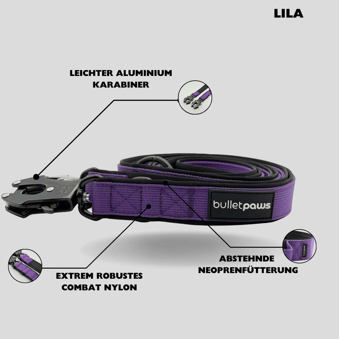 Dreifach verstellbare Hundeleine 2,2m - Lila