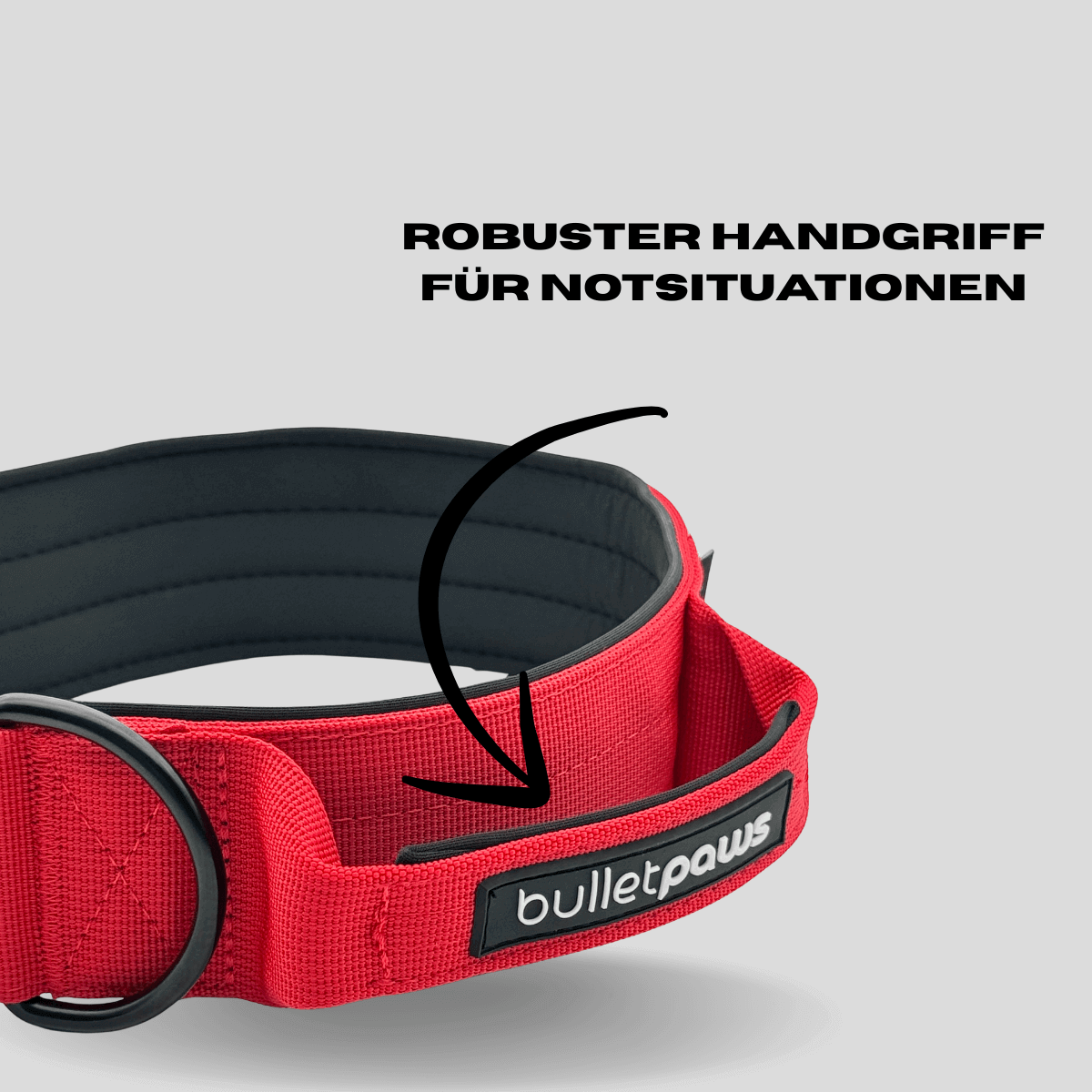 Alpha Hundehalsband® mit Griff - Rot - BulletPaws
